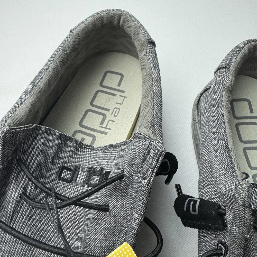 Hey Dude Wally L Stretch Mens 9 Steel Gray Slip On Shoes Loafers NWT